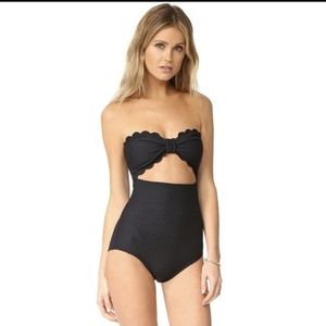 Kate Spade Marina Piccola Scalloped One Piece Swimsuit Black
